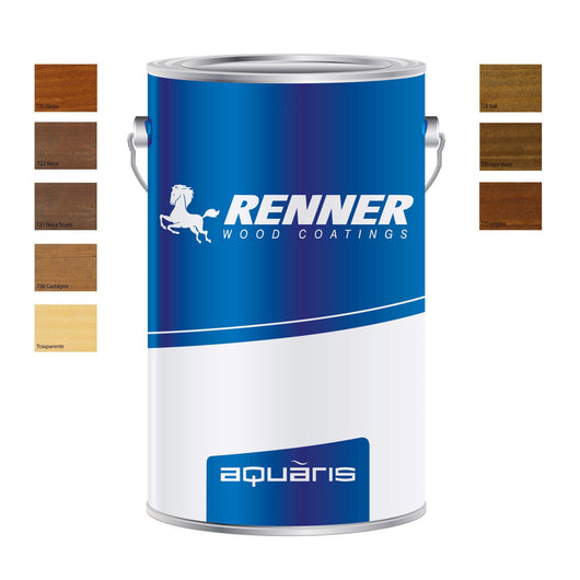 Renner aquaris ym m034 5kg netti impregnante professionale acqua per esterni ed interni, colori disponibili  noce scuro