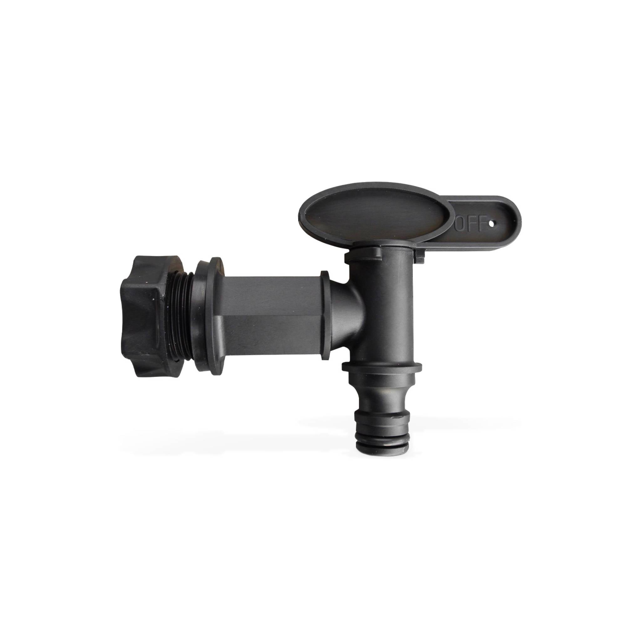 Rubinetto a raccordo rapido per raccoglitore d'acqua piovana, nero