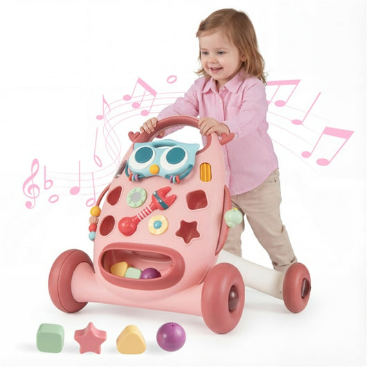 Carrello 2 in 1 con gioco di forme e musica 57 x 42 x 45,5 cm sicurezza ottimale atmosfera giocosa PP rosa 20_0020175