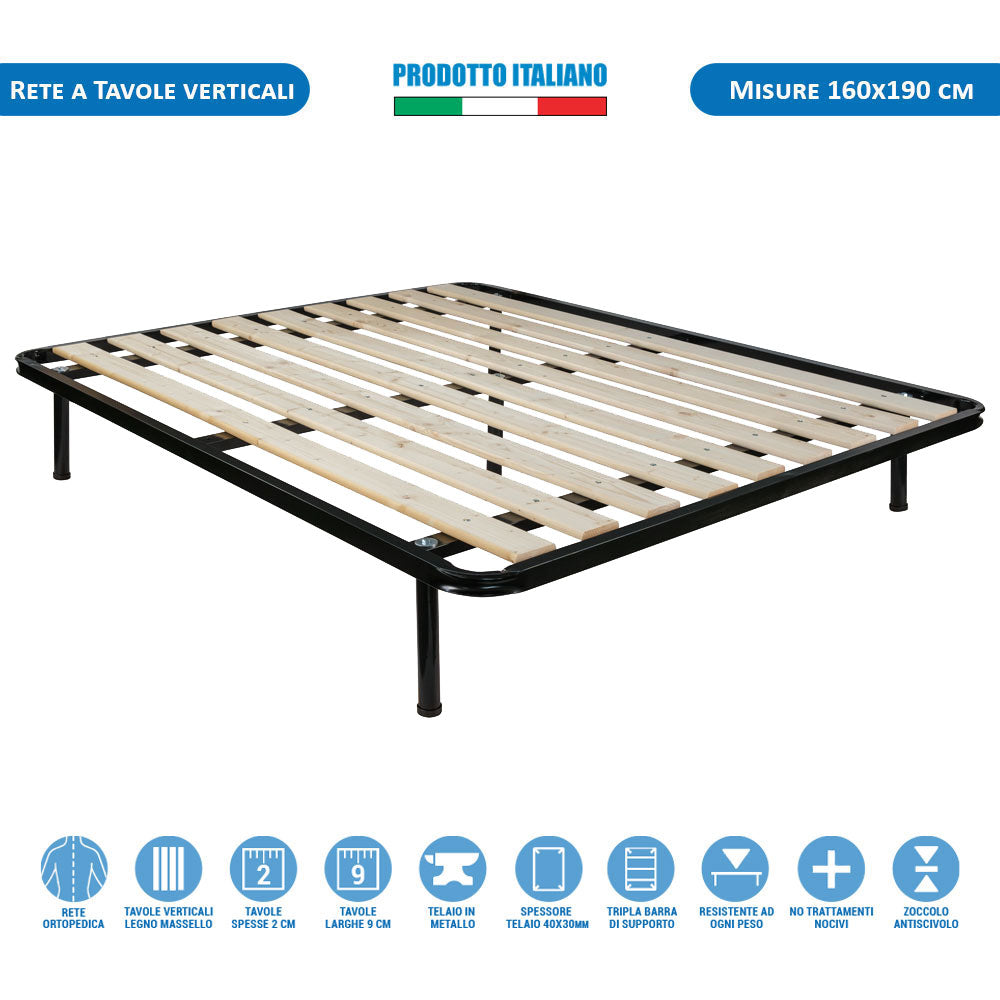 Kit materasso molle e lana rigido e rete a tavole matrimoniale 160x190 Messico H25 cuscini inclusi - Comprarredo