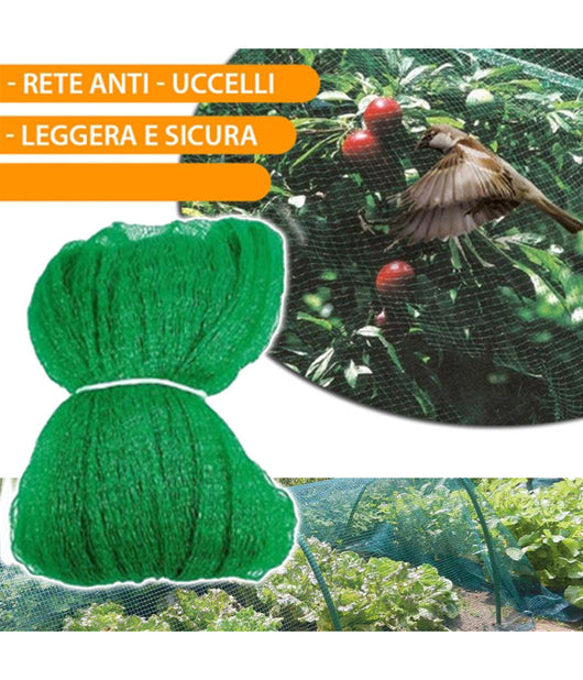 Rete Anti Uccelli Protezione Ortaggi Verde 2 X 5 Metri Giardino Orto Antiuccelli         