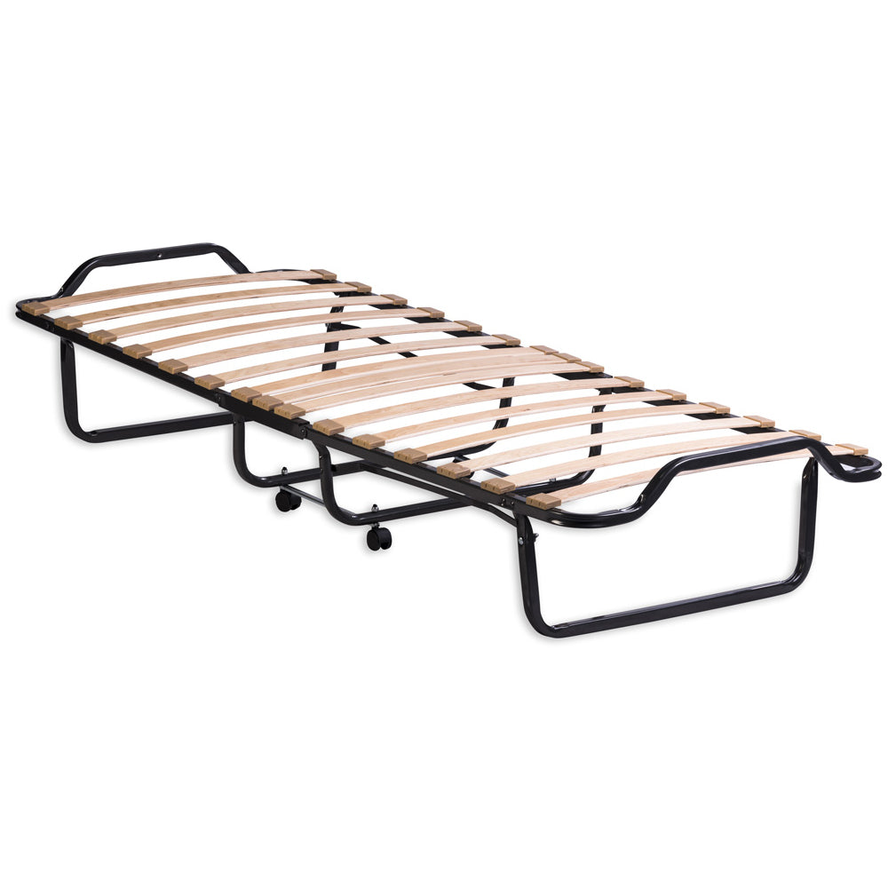 Brandina letto pieghevole salvaspazio rete con telaio in metallo e materassino waterfoam H10 con ruote - Comprarredo