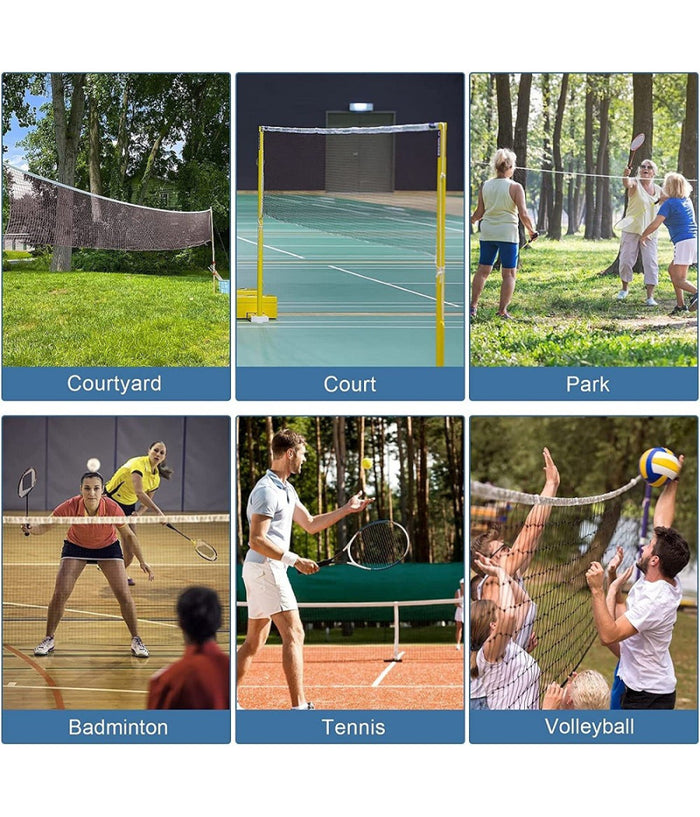 Rete Da Badminton Portatile Regolabile 610x76cm Pieghevole Per Interni Esterni         