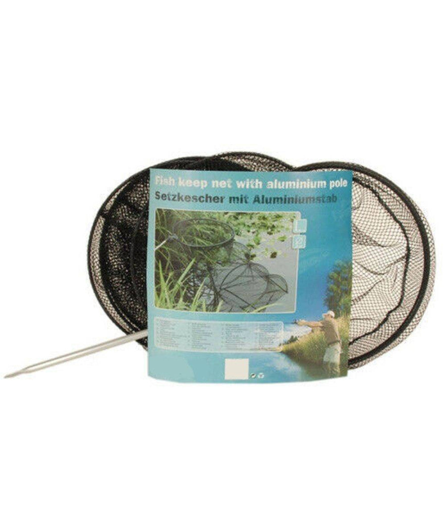 Rete Da Pesca Con Palo Alluminio Pesci Gamberi 36x140 Cm Kit Mare Lago Fiume         