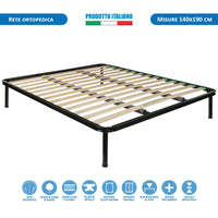 Rete letto una piazza e mezza queen ortopedica 140x190 in metallo con doghe flessibili in faggio - Comprarredo