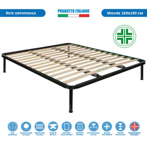 Kit materasso a molle rigido e rete ortopedica matrimoniale 160x190 Panama H19, cuscini inclusi - Comprarredo