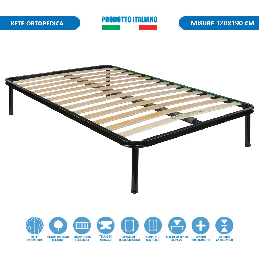 Kit rete ortopedica e materasso memory sfoderabile piazza e mezza 120x190 Portogallo H24 cuscino incluso - Comprarredo