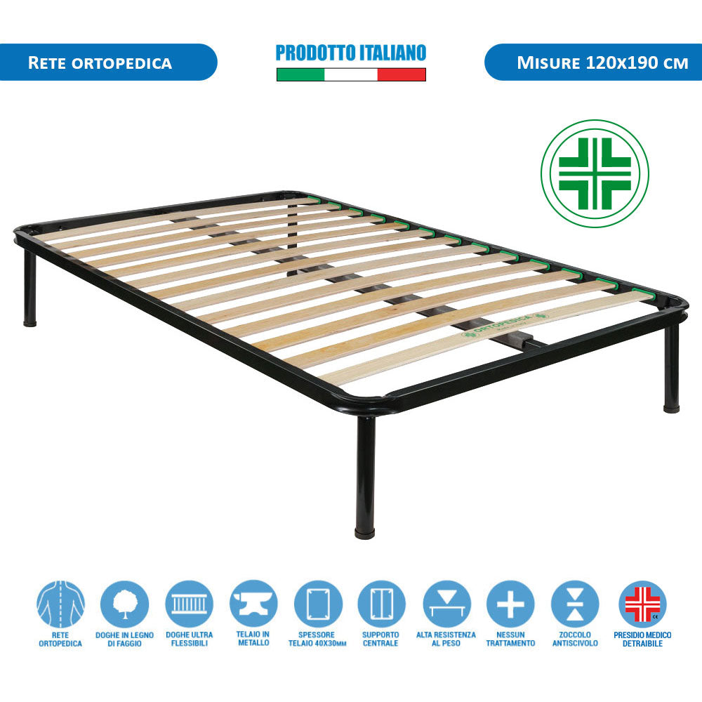 Kit materasso a molle rigido e rete ortopedica piazza e mezza 120x190 Panama H19, cuscino incluso - Comprarredo