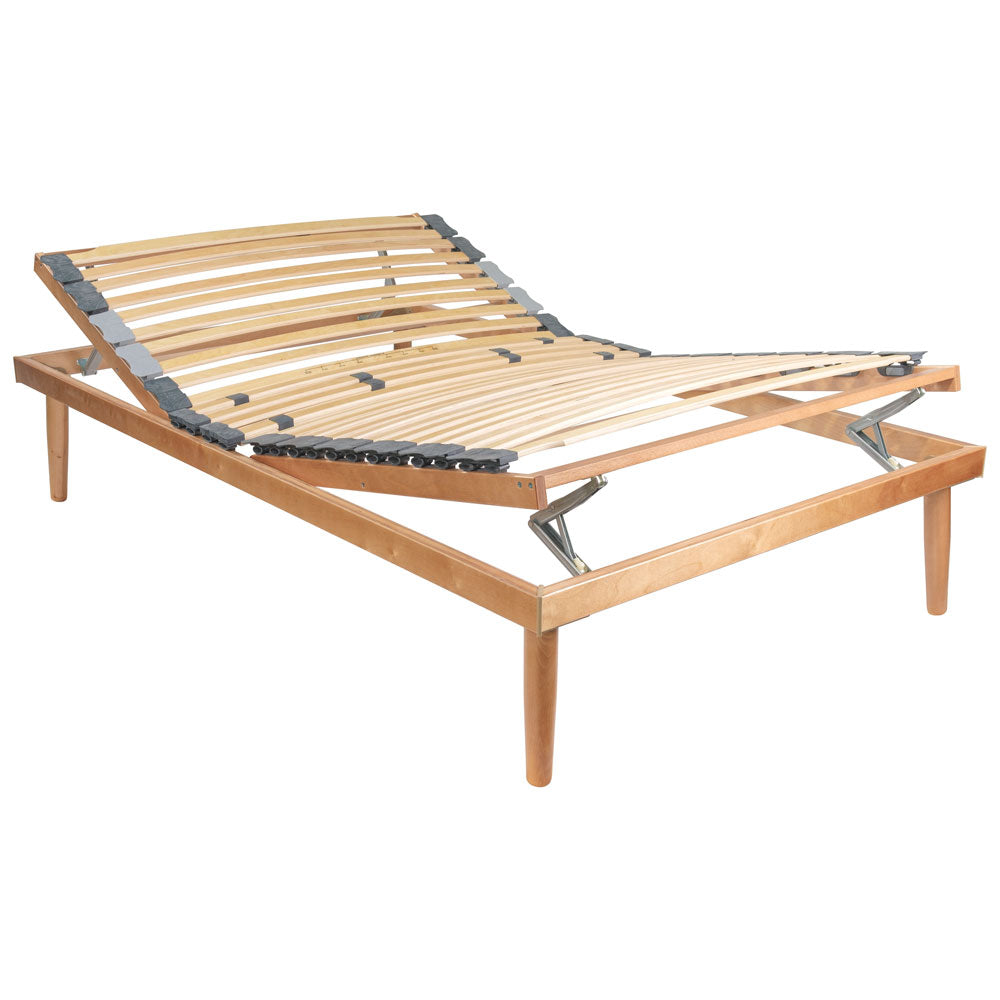 Rete letto in legno reclinabile manuale piazza e mezza 120x190: doghe flessibili e regolatori di portanza - Comprarredo
