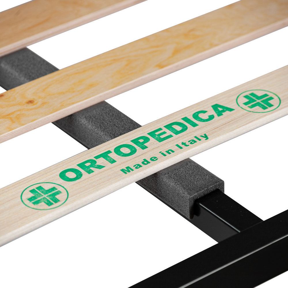 Rete letto singola ortopedica 90x200 in metallo con doghe flessibili in faggio per letto una piazza - Comprarredo