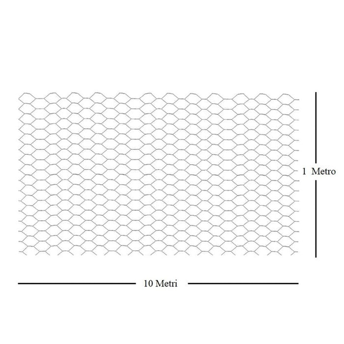 Trade Shop - Rete Metallica Zincata A Maglia Esagonale 16mm 1x10mt Recinzione Protezione Grn61 04318 -        