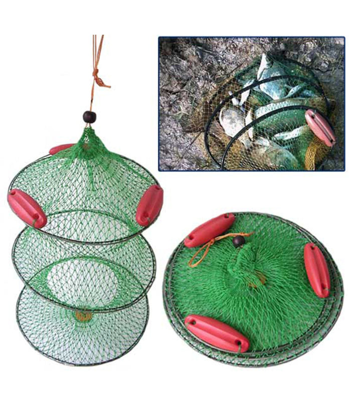 Rete Nassa Pescatore Retino Porta Pesci Pescato Per La Pesca Con 3 Galleggianti         