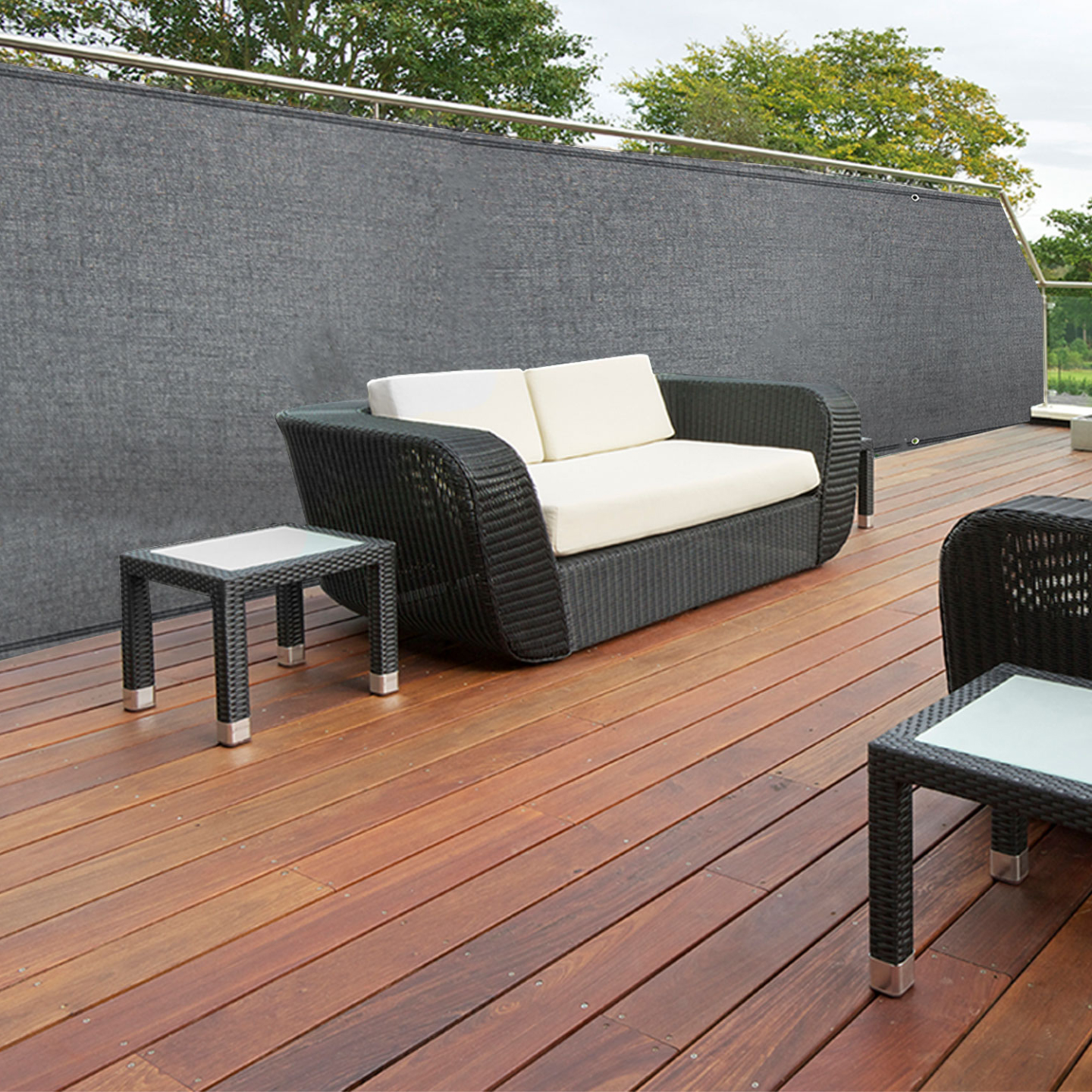 IDMarket - Rete ombreggiante 1,5x10m, telo rotolo per recinzione giardino 150g/m², grigio