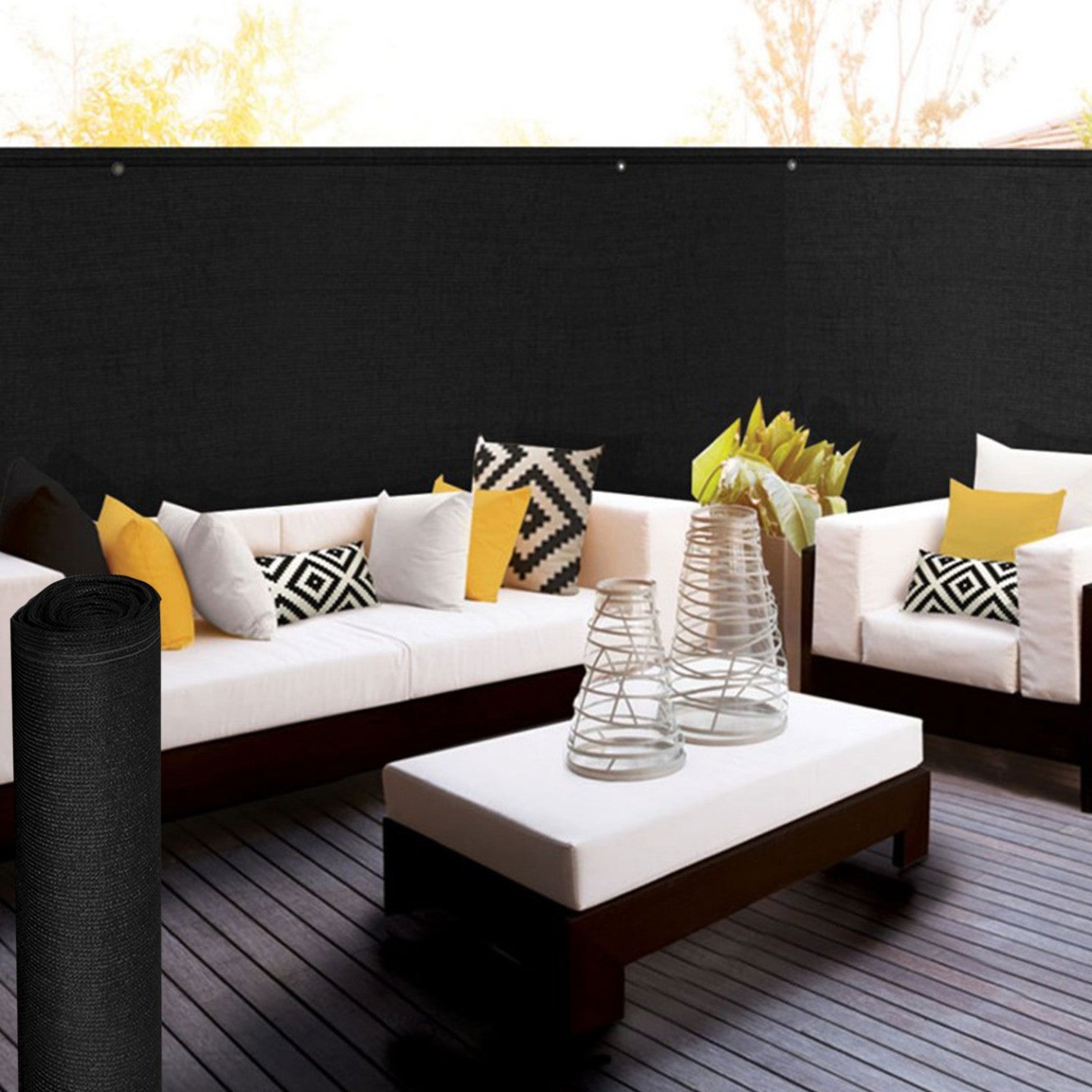 IDMarket - Rete ombreggiante 1,5x10m, telo rotolo per recinzione giardino 150g/m², nero