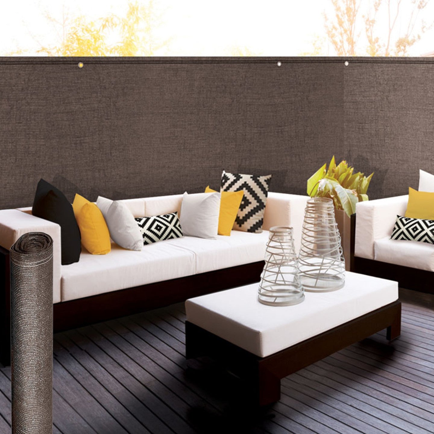 IDMarket - Rete ombreggiante 1,5x10m, telo rotolo per recinzione giardino 150g/m², talpa