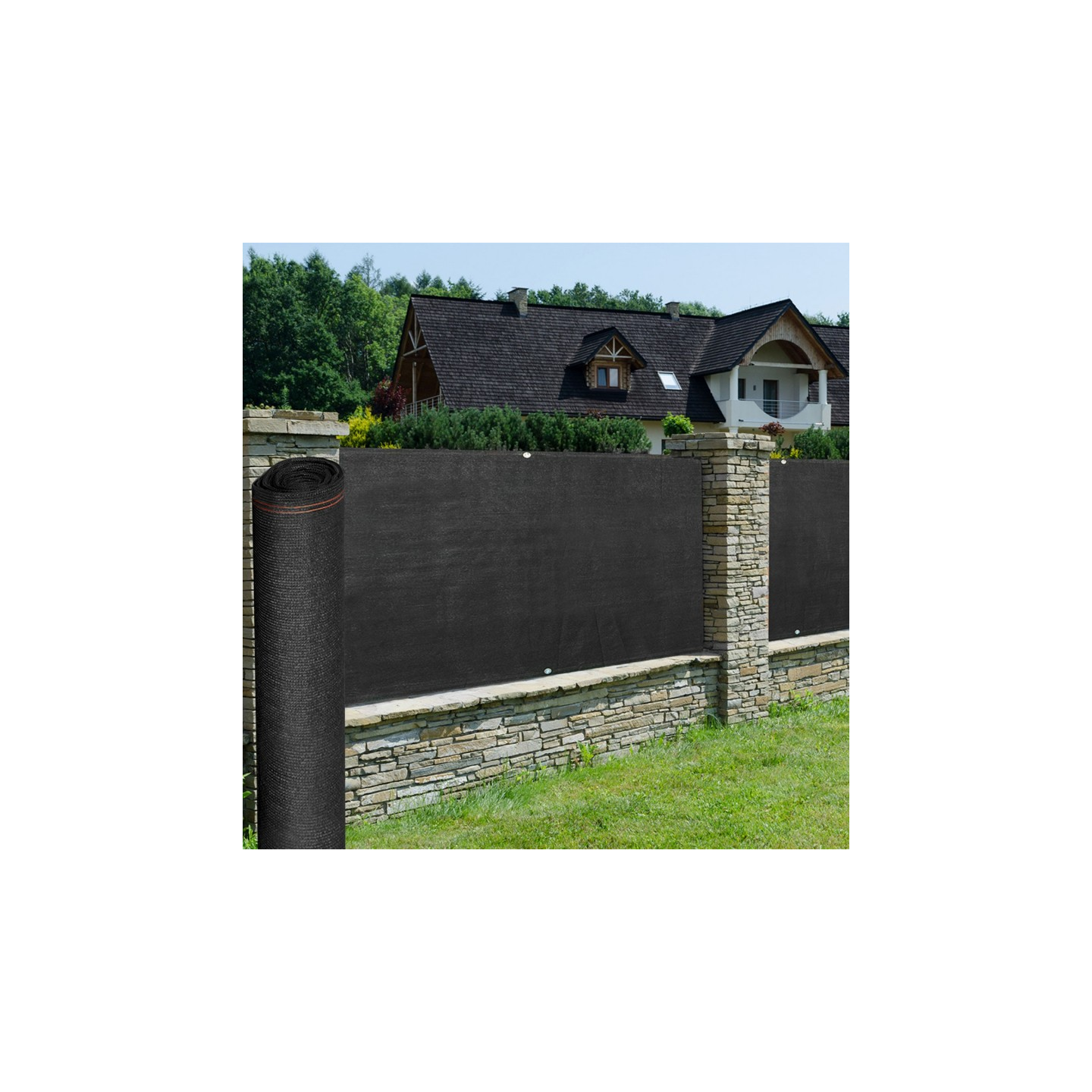 IDMarket - Rete ombreggiante 1,5x10m, telo rotolo per recinzione giardino 300g/m², nero