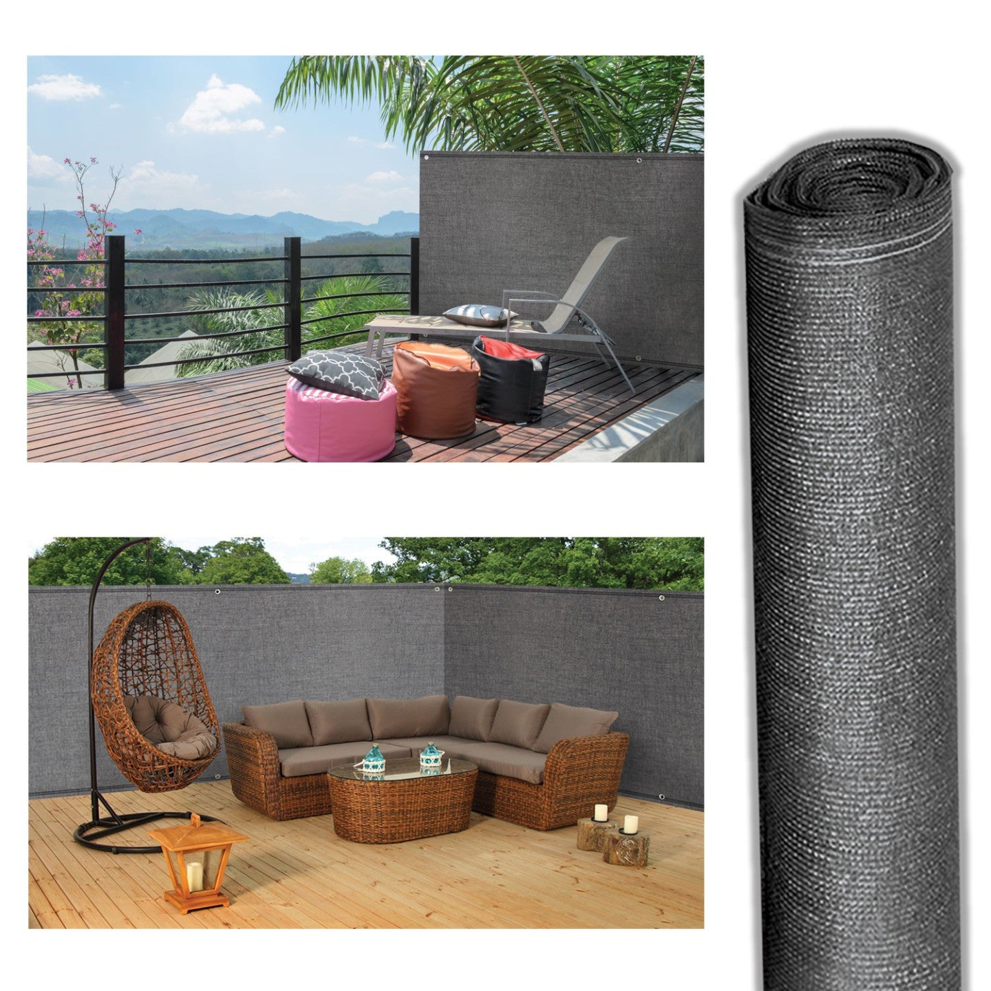 ProBache - Rete ombreggiante 1,8x10m, telo rotolo per recinzione giardino 220g/m², girgio