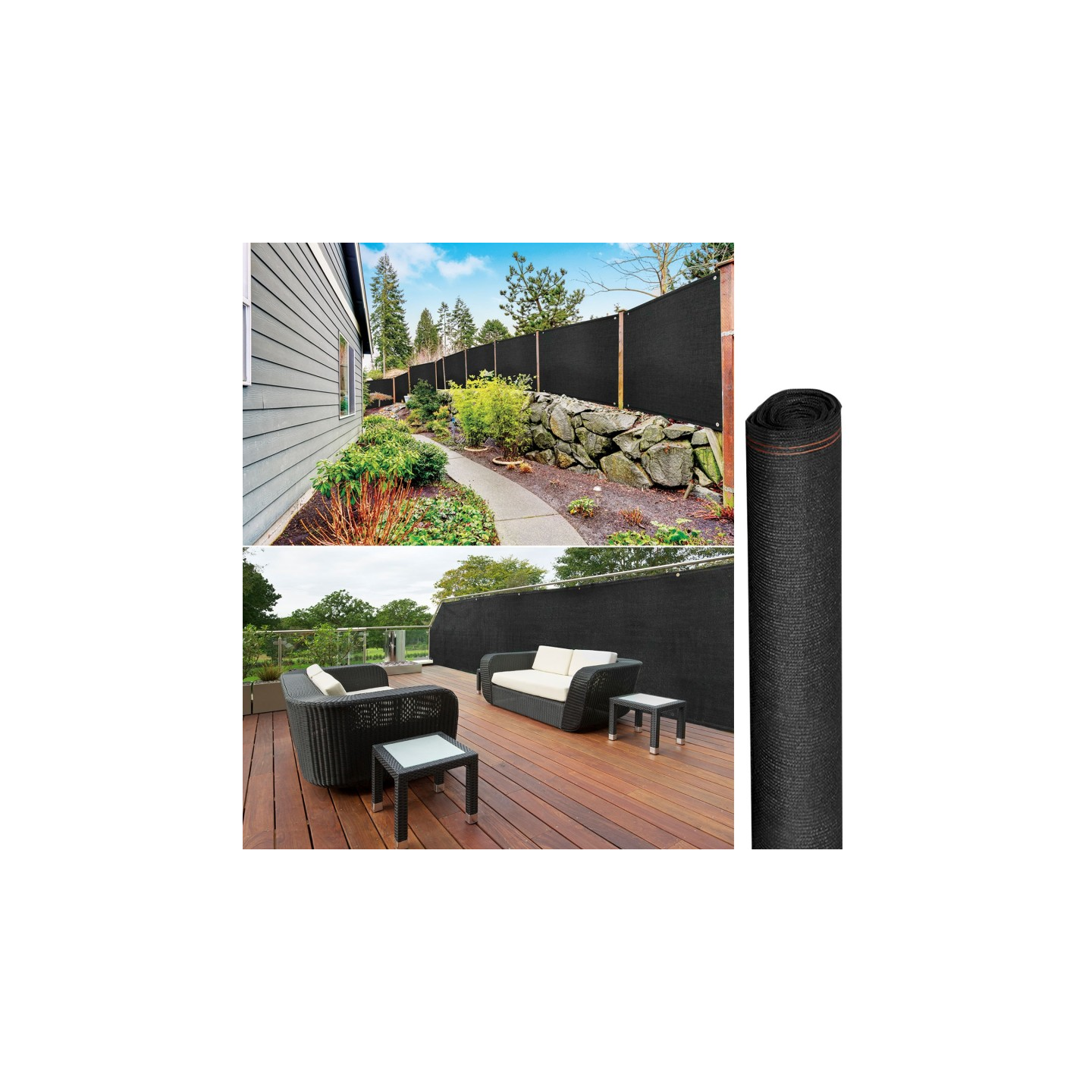 IDMarket - Rete ombreggiante 1,8x10m, telo rotolo per recinzione giardino 220g/m², nero