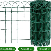 rete recinzione ornamentale plastificata h 65 maglia 90x150 ø 2,8 mm 25mt cod:ferx.mi.158