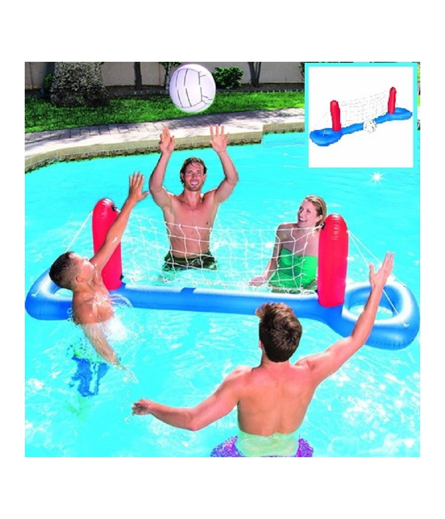 Trade Shop - Rete Pallavolo Gonfiabile Galleggiante Con Pallone 244 X 64 Cm Mare Piscina -
