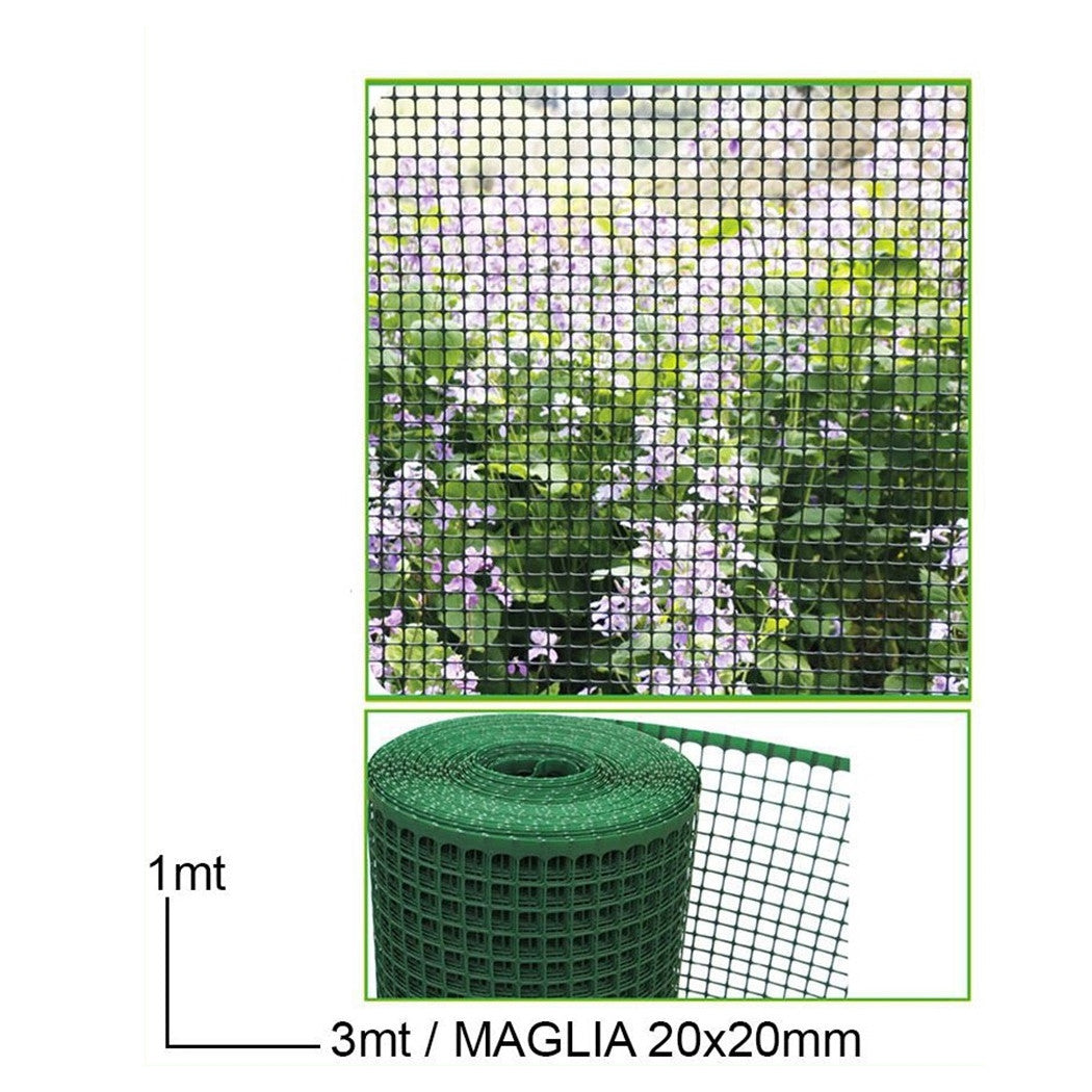 Trade Shop - Rete Protettiva In Plastica Per Aiuole 1 X 3 Mt A Maglia Quadrata 20x20 Mm 18261 -        