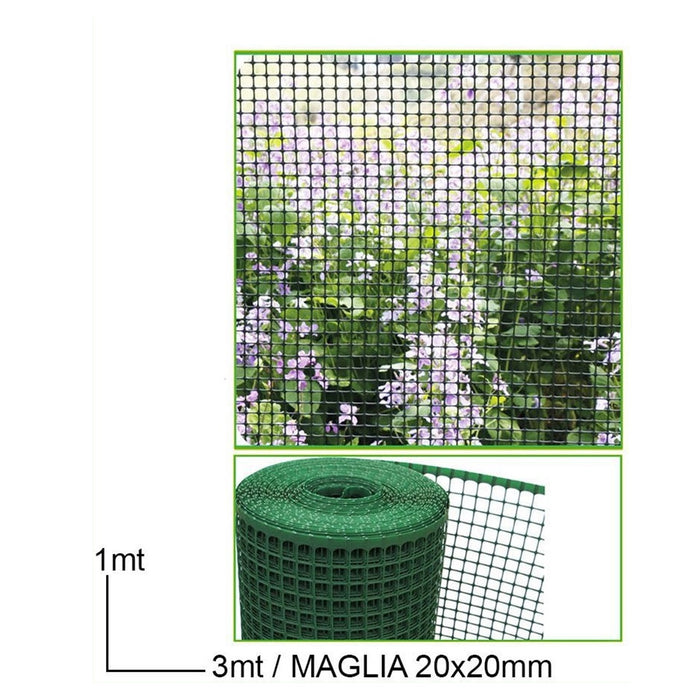 Trade Shop - Rete Protettiva In Plastica Per Aiuole 1 X 3 Mt A Maglia Quadrata 20x20 Mm 18261 -        