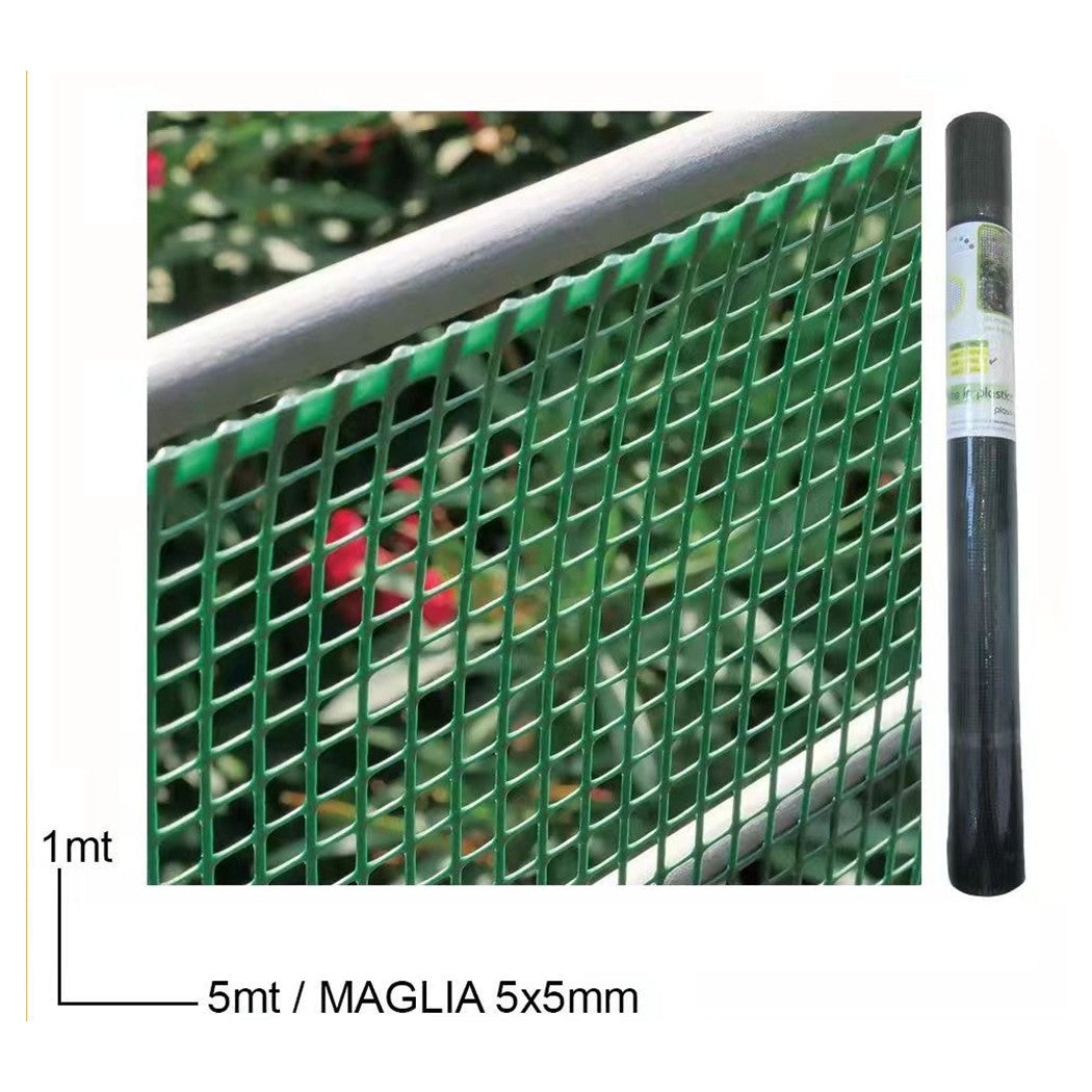 Trade Shop - Rete Protettiva In Plastica Per Aiuole 1 X 5 Mt A Maglia Quadrata 5x5 Mm 016353 -        