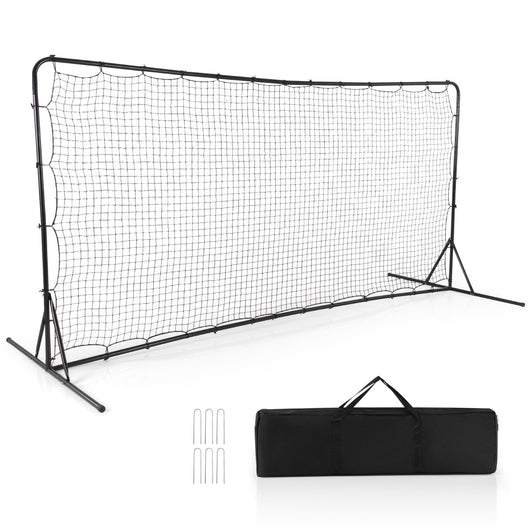 Reti da calcio rimbalzanti 372,5x182,5cm, Set di attrezzature da calcio con rete resistente alle intemperie Nero-Ricreazione outdoor