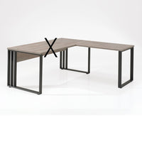 Ritorno per scrivania della collezione YUKON colore rovere grezzo e gambe metalliche nere.