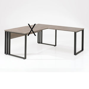 Ritorno per scrivania della collezione YUKON colore rovere grezzo e gambe metalliche nere.