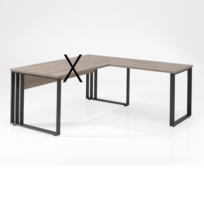 Ritorno per scrivania della collezione YUKON colore rovere grezzo e gambe metalliche nere.