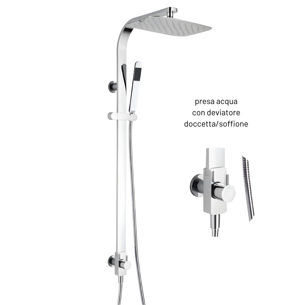 Colonna doccia attrezzata 024 ottone cromato soffione doccetta quadro p46xh106