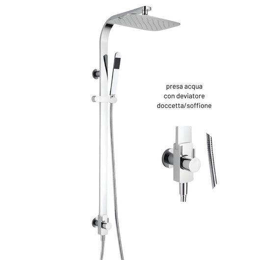 Colonna doccia attrezzata 024 ottone cromato soffione doccetta quadro p46xh106