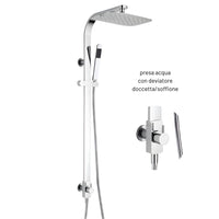 Colonna doccia attrezzata 024 ottone cromato soffione doccetta quadro p46xh106