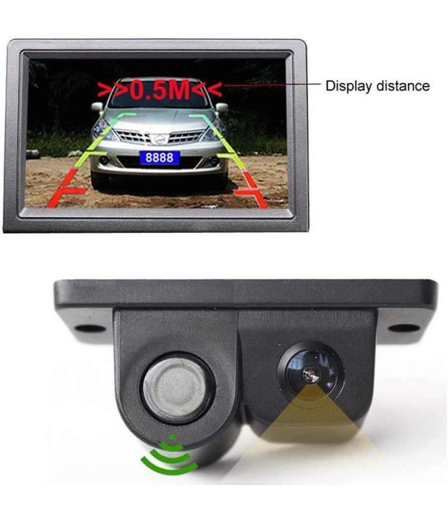 Retrocamera Ac 201 Hd Telecamera Posteriore Sensore Parcheggio 2in1 Angolo 120°         