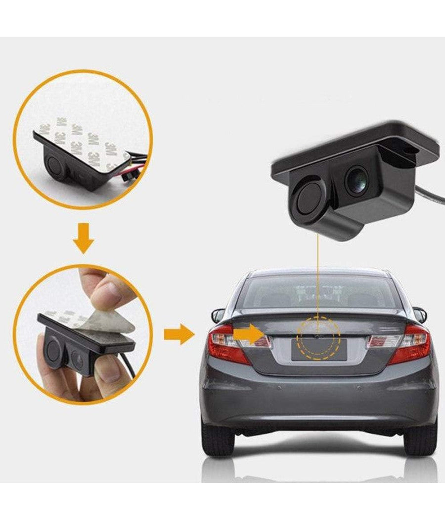 Retrocamera Ac 201 Hd Telecamera Posteriore Sensore Parcheggio 2in1 Angolo 120°         