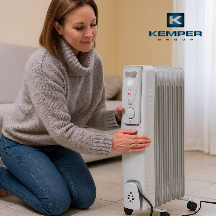 Elettro­radiatore ad olio kemper 1500w a 7 elementi per riscaldamento rapido