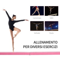 Trave da Ginnastica Equilibrio Allenamento Pieghevole Casa Legno 210 × 10 × 6.5cm Rosa