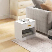 Set 2 Comodini Moderni in Legno con Cassetto e Ripiano Aperto, 39x28x41 cm, Bianco