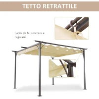 Gazebo Pergola da Giardino 3.5x3.5m con Struttura in Acciaio e Tenda in Poliestere, Bianco