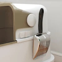 Lettiera per Gatti Chiusa in Acciaio Inossidabile, con Pala, 70 x 50 x 46,5 cm, Bianco