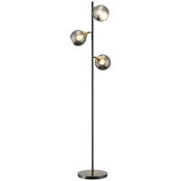 Lampada da Terra in Metallo ad Albero con 3 Paralumi in Vetro, Ø36x162 cm, Nero e Grigio