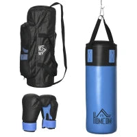 Set Sacco da Boxe da Appendere con Guantoni, Sacco per Pugilato a 3 Strati con Borsa di Trasporto, Blu