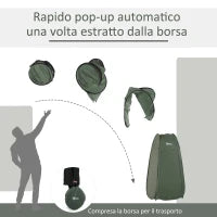 Tenda da Doccia Pop Up Impermeabile in Poliestere e Plastica, 100x100x185 cm, Verde Militare