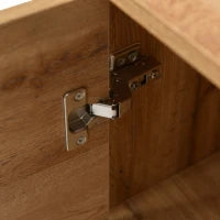 Credenza Moderna in Legno con Tre Ante e Ripiani, Design Salvaspazio, 160x35x76 cm, color Legno Naturale