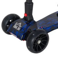 Monopattino a 3 Ruote per Bambini Piccoli 3-6 Anni, Pieghevole, Regolabile con Musica, Ruote Luminose e Razzi, Blu