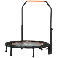 Trampolino Elastico Pieghevole Ø102 cm con Maniglia Regolabile Struttura in Acciaio per Allenamento Gambe Corpo, Nero e Arancione