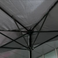 Ombrellone Semicircolare da Parete 2.5x2.3m, con Apertura a Manovella, in Metallo e Poliestere, Grigio