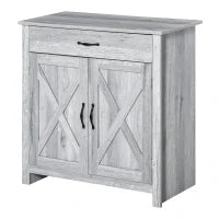 Credenza Cucina Country con Armadietto a 2 Ante e Cassetto, 80x39.7x80cm, Grigio