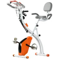 Cyclette Pieghevole con Resistenza Magnetica 8 Livelli, Sensore di Frequenza Cardiaca, Volano 2.5kg, Arancione